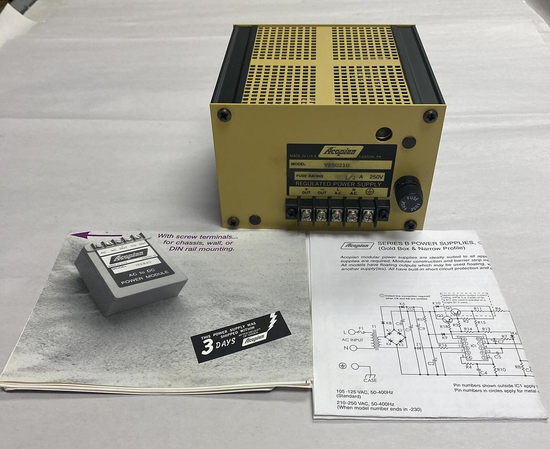 Acopian,VB5G210M,Regulated Power Supply 1/2 Amps 250 Volts NOS
