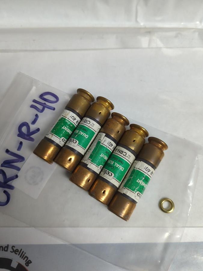 Used CEFCO,CRN-R-40,DUAL ELEMENT 40 AMP FUSE LOT OF 5 PRE-OWNED
