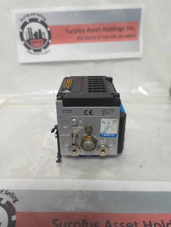 Used FESTO,CPV10-GE-MP-6,PNEUMATIC VALVE MANIFOLD 18254 PRE-OWNED
