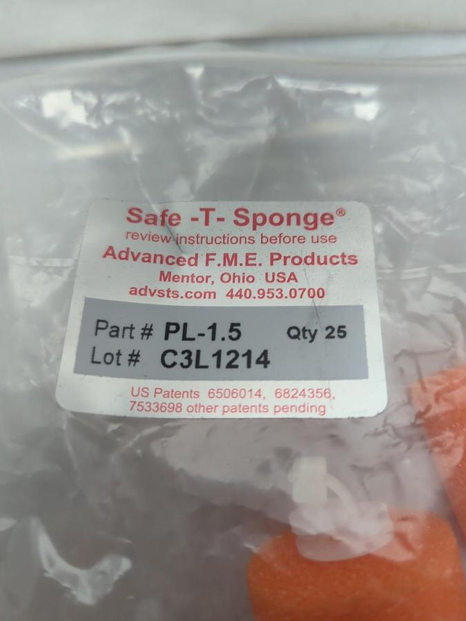 ADVANCED F.M.E.,PL-1.5,SAFE-T-SPONGE LOT OF 25 NOS
