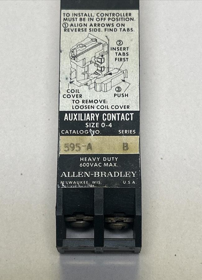 Used ALLEN BRADLEY,595-A,AUXILIARY CONTACT SIZE 0-4