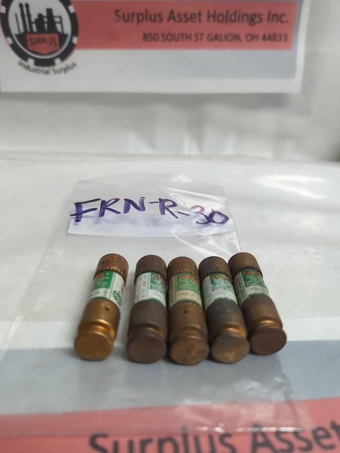 Used COOPER BUSSMANN,FRN-R-30,FUSETRON 30 AMP FUSE LOT OF 5 PRE-OWNED