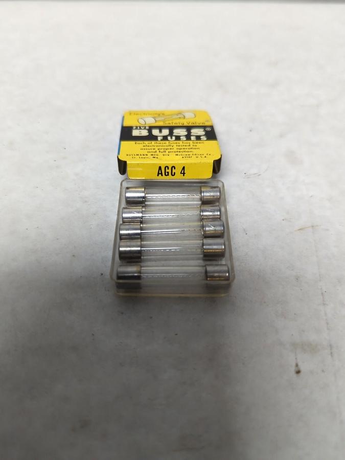 COOPER BUSSMANN,AGC 4,GLASS FUSE PACK OF 5 NOS