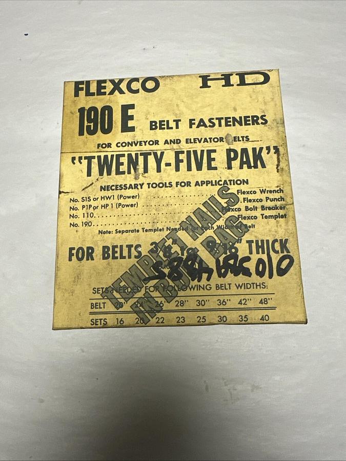Used Flexco,190E,Belt Fasteners 25 Pack 20001 Steel