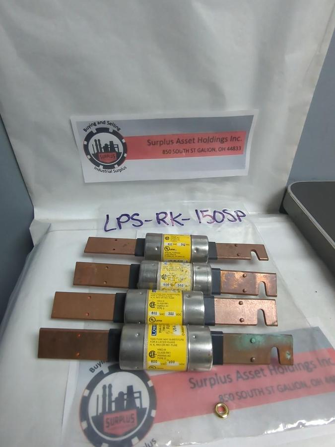 Used COOPER BUSSMANN,LPS-RK-150SP,LOW-PEAK FUSE 150 AMP LOT OF 4 PRE-OWNED