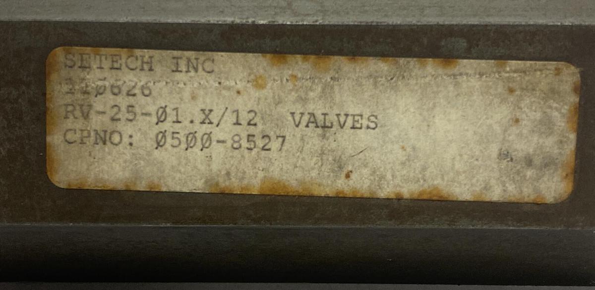 Setech,RV-25-01.X/12,Hydraulic Check Valve NOS