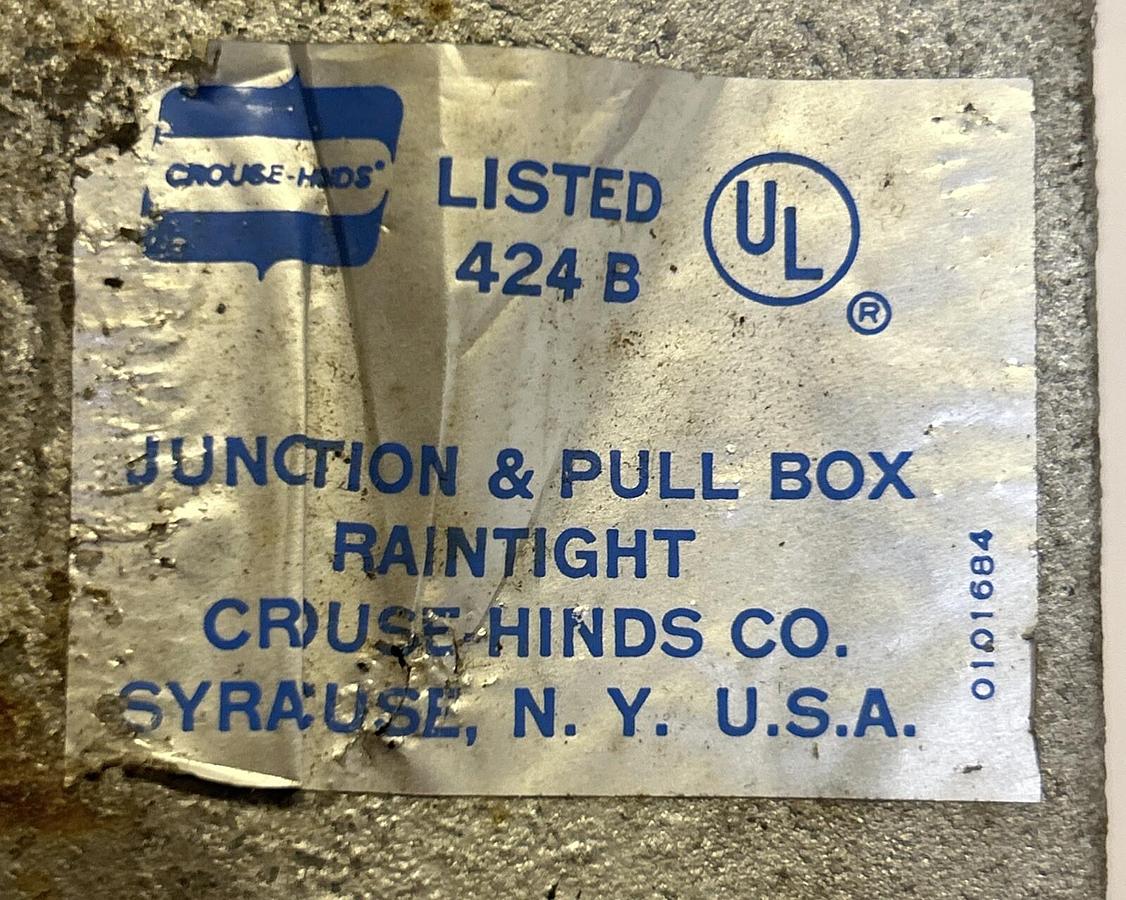 Used CROUSE HINDS,424B,JUNCTION AND PULL BOX