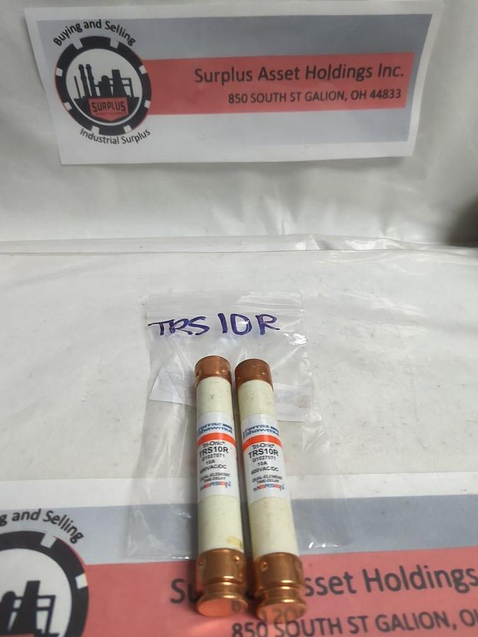 Used FERRAZ SHAWMUT,TRS-10R,CURRENT LIMITING 10 AMP FUSE LOT OF 2 PRE-OWNED