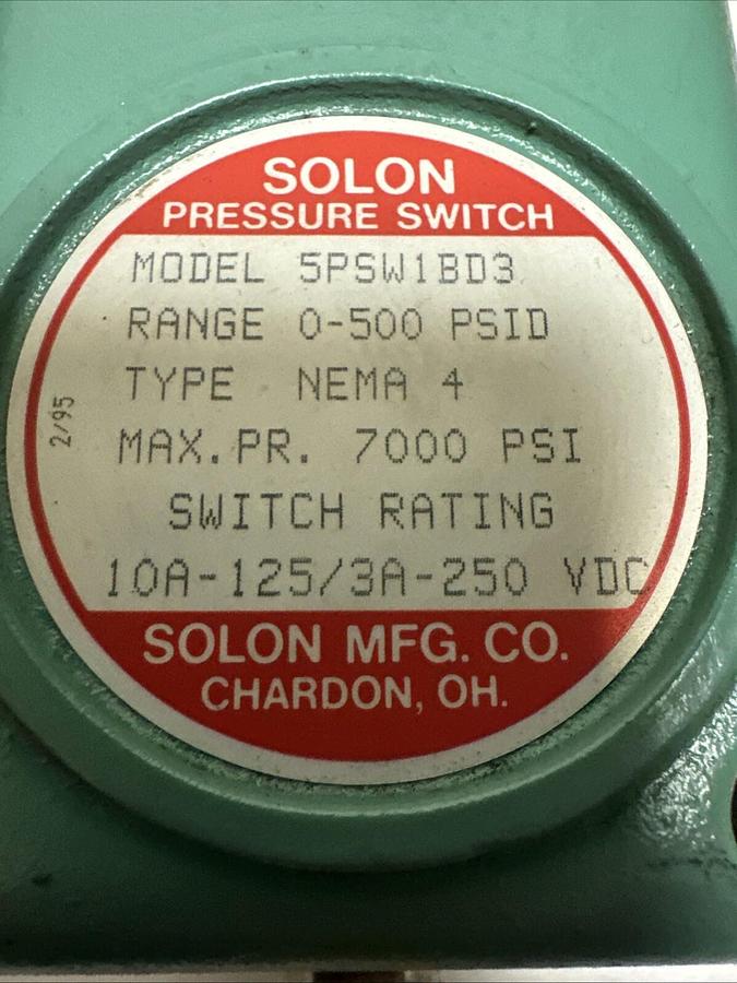 Solon,5PSW1BD3,0-500PSI Pressure Switch