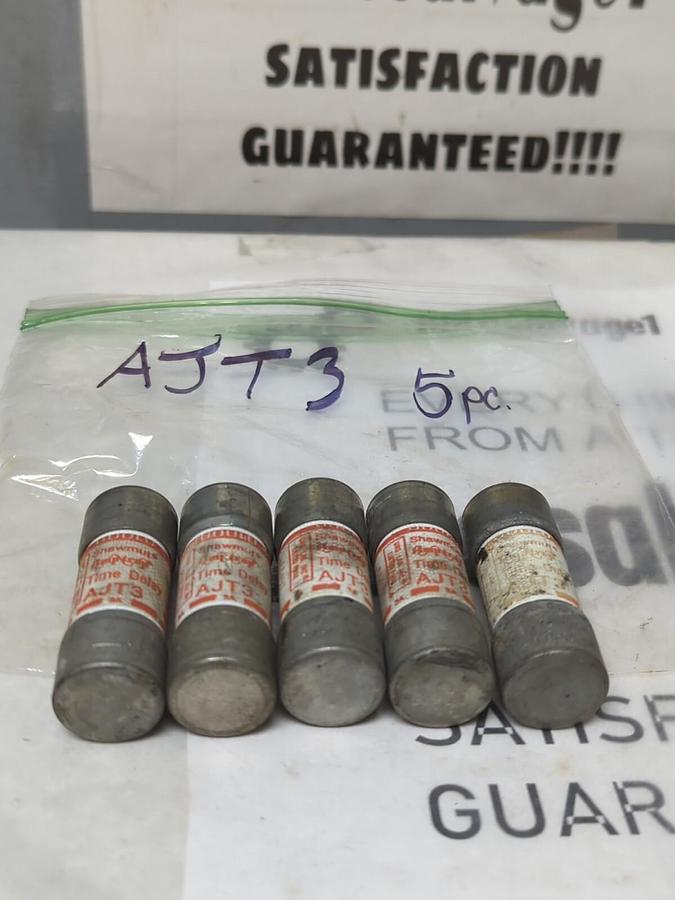 GOULD SHAWMUT,AJT3,AMP-TRAP 3 AMP FUSE LOT OF 5 NOS