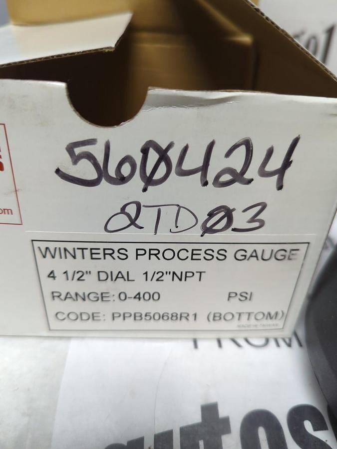 WINTERS,PPB5068R1,4-1/2 IN PROCESS GAUGE 1/2 IN NPT 0-400 PSI NOS