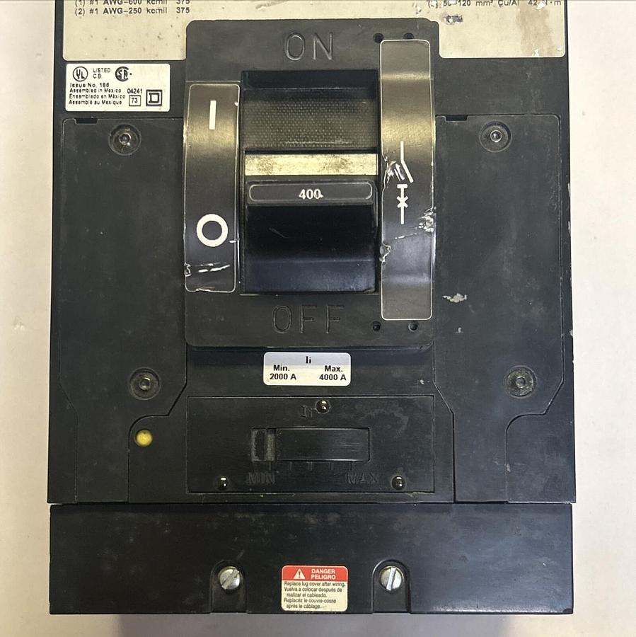 Used SQUARE D,LAP36400MB,CIRCUIT BREAKER 400A 600V 3P
