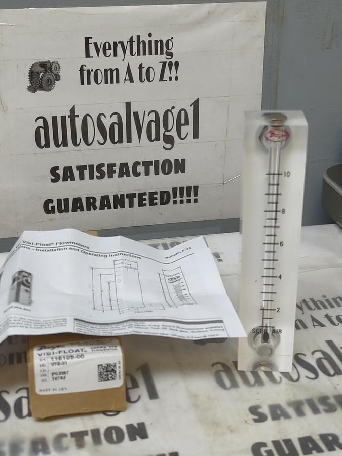 DWYER,VFB-91,FLOW METER 4 INCH SCALE 1-10 SCFH AIR NOS