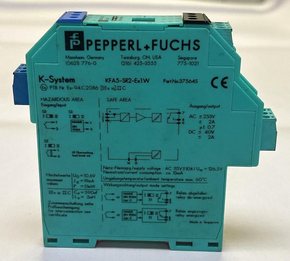 Used PEPPERL & FUCHS,KFA5-SR2-EX1.W,ISOLATED AMPLIFIER SWITCH