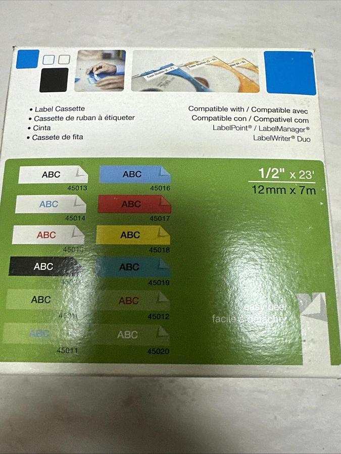 Dymo,D1 45021,White/Black 1/2" Label Cassettes 5 per box