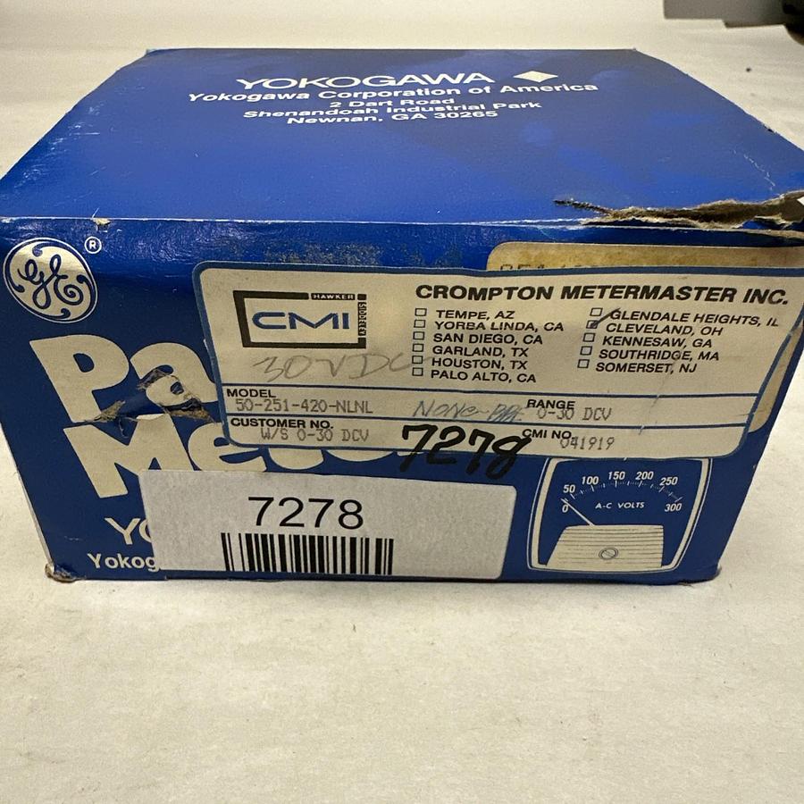Yokogawa,50-251-420-NLNL,0-30 VDC Panel Meter