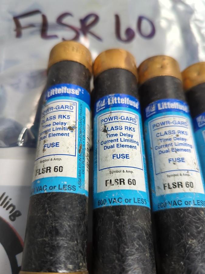 Used LITTELFUSE,FLSR60,INDICATOR 60 AMP FUSE LOT OF 4 PRE-OWNED