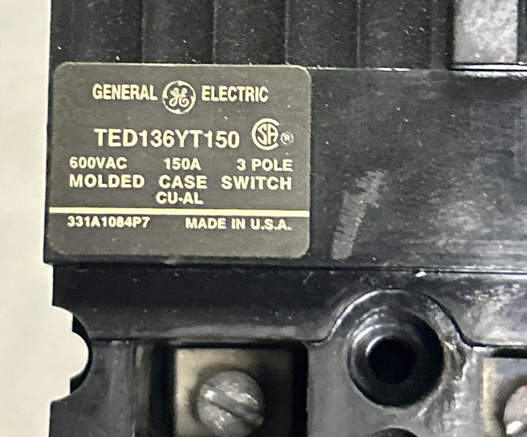 Used GENERAL ELECTRIC,TED136YT150,CIRCUIT BREAKER 150A 600V