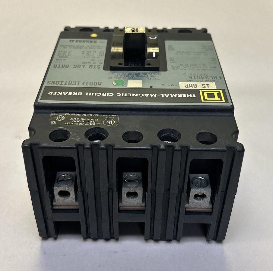 Used SQUARE D,FAL34015,CIRCUIT BREAKER 15A 480V 3P