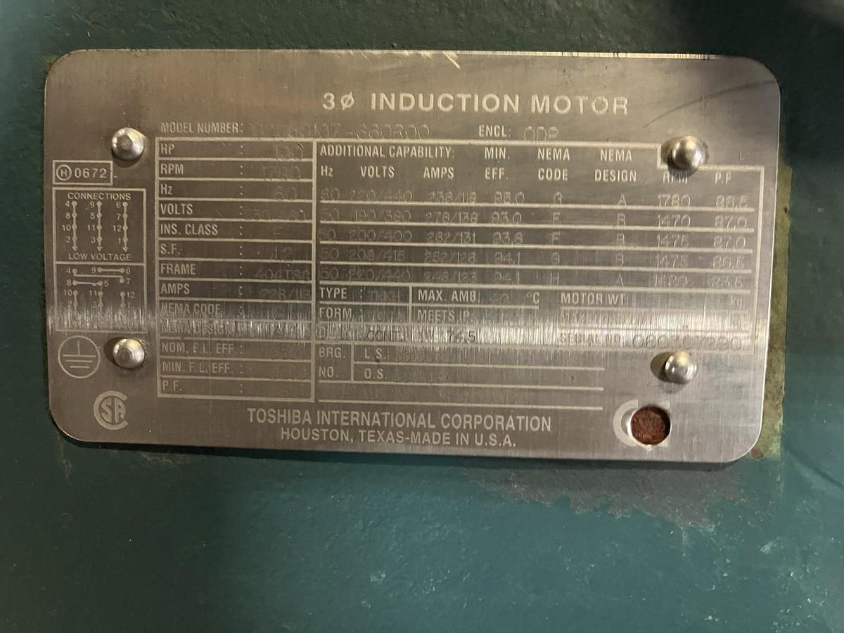 Used SULLAIR,02250100-793,AIR COMPRESSOR  100HP 3P 1780RPM 404TSC ODP INDUCTION MOTOR