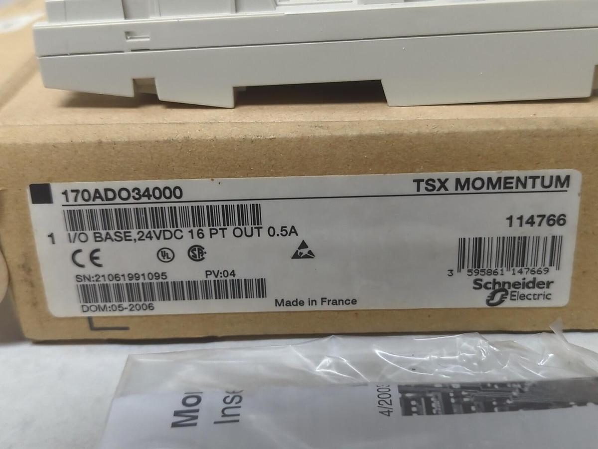 SCHNEIDER ELECTRIC,170ADO34000,TSX MOMENTUM I/O BASE 24VDC 16PT OUT 0.5A NOS