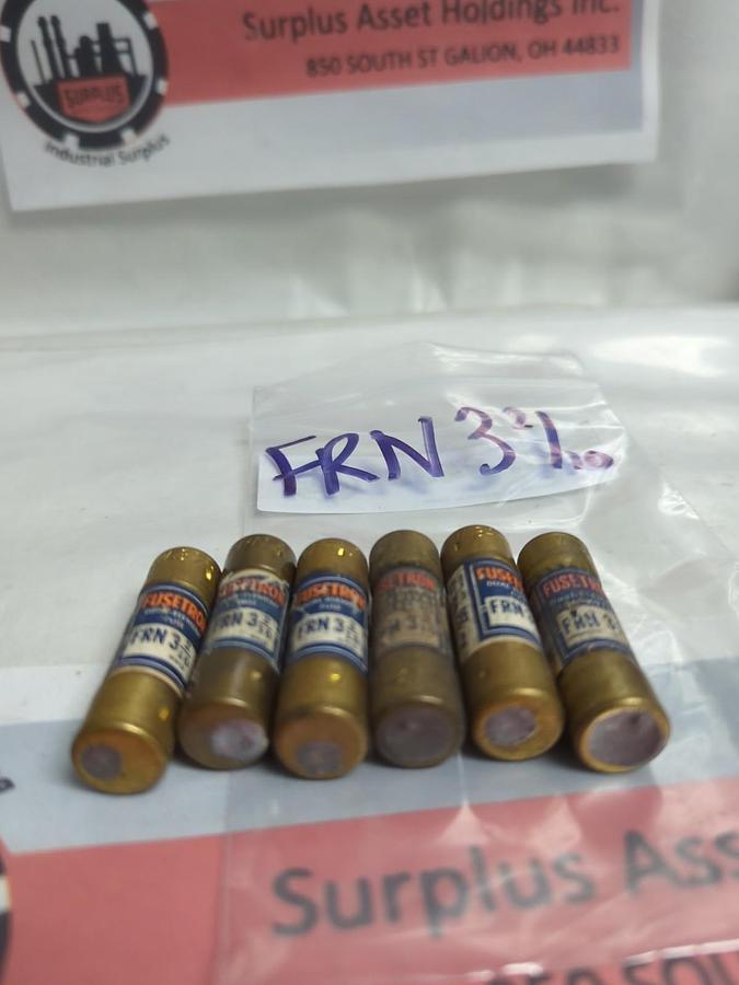 Used COOPER BUSSMANN,FRN-3-2/10,FUSETRON 3-2/10 AMP FUSE LOT OF 6 PRE-OWNED