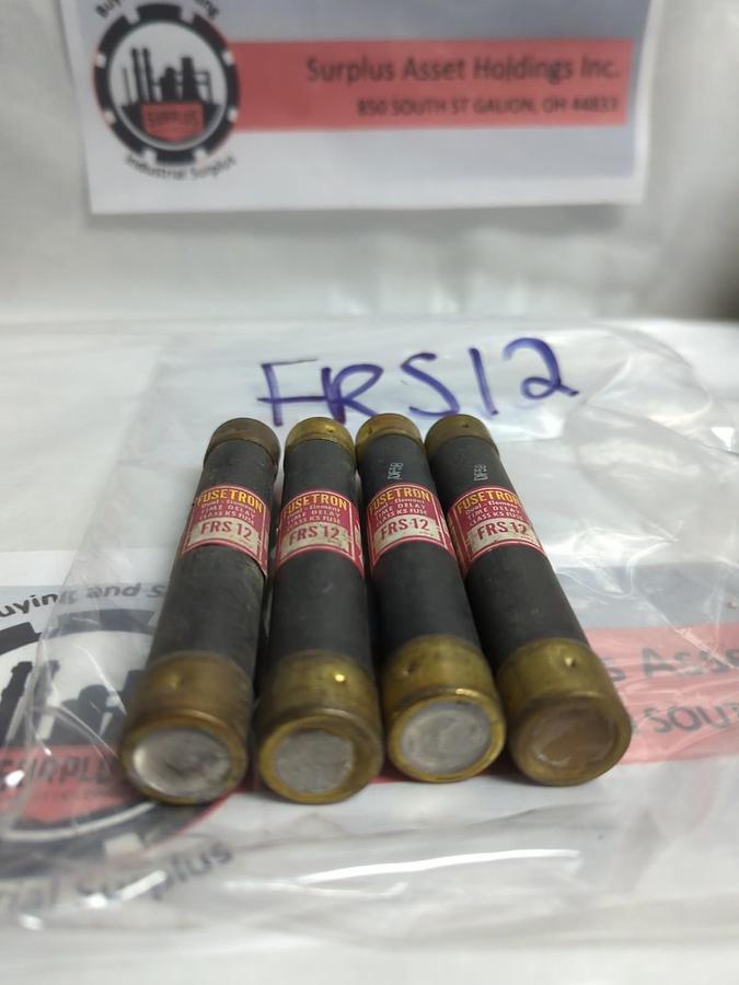 Used COOPER BUSSMANN,FRS-12,FUSETRON 12 AMP FUSE LOT OF 4 PRE-OWNED
