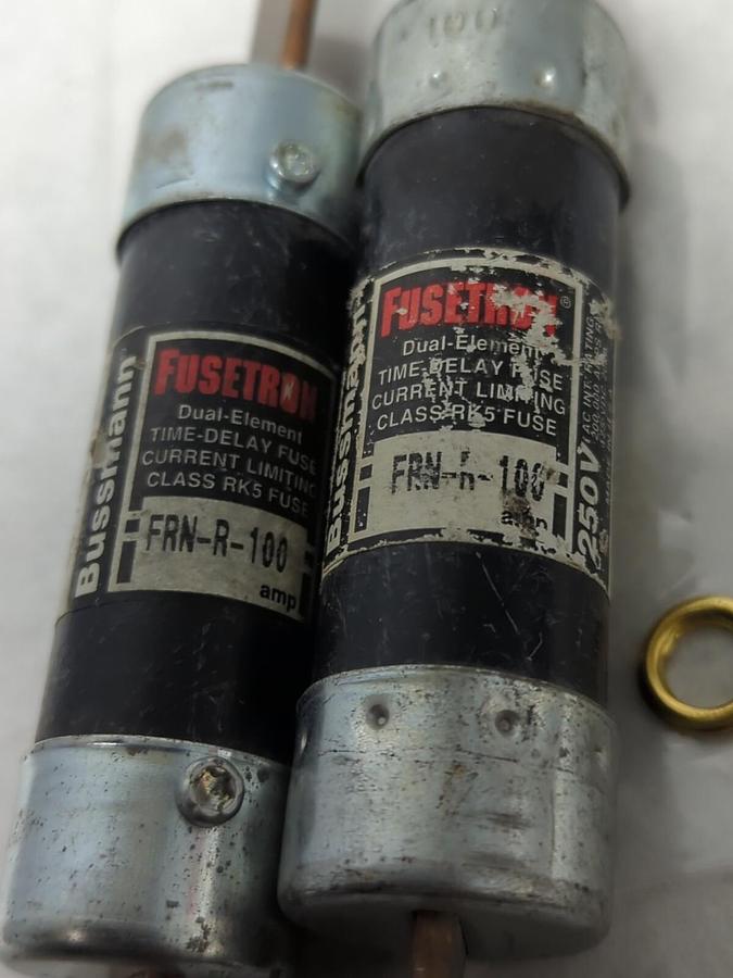 Used COOPER BUSSMANN,FRN-R-100,FUSETRON 100 AMP FUSE LOT OF 2 PRE-OWNED
