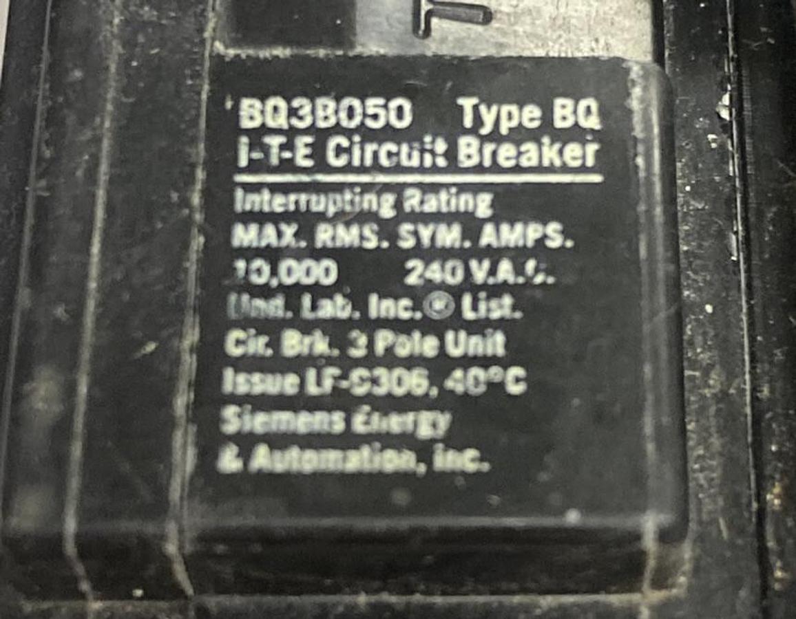 Used ITE SIEMENS,BQ3B050,Circuit Breaker 50 AMP 240V Lot Of 2