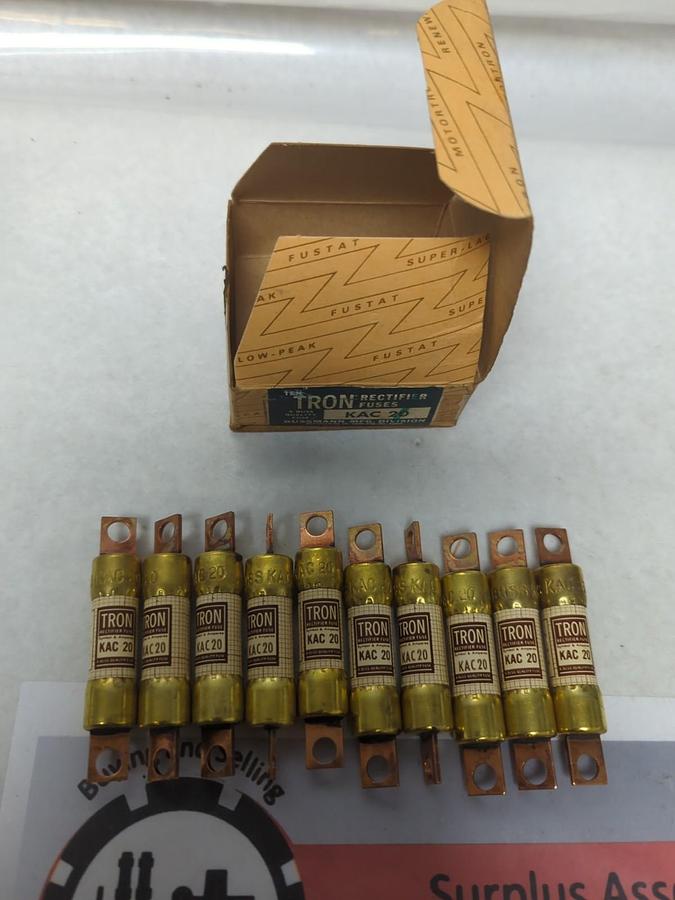 COOPER BUSSMANN,KAC 20,TRON 20 AMP FUSES BOX OF 10 NOS