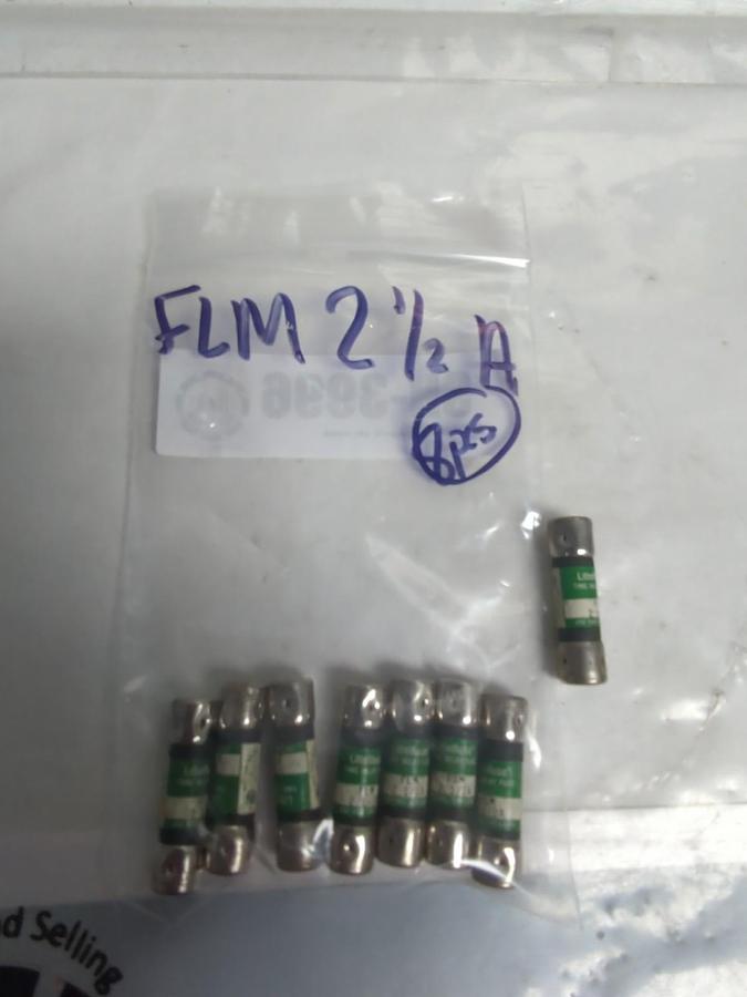 Used LITTELFUSE,FLM2-1/2,TIME-DELAY 2-1/2 AMP FUSE LOT OF 8 PRE-OWNED