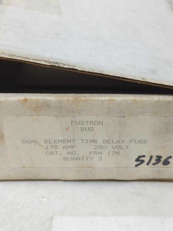 Used COOPER BUSSMANN,FRN-175,FUSETRON 175 AMP FUSE LOT OF 3 PRE-OWNED