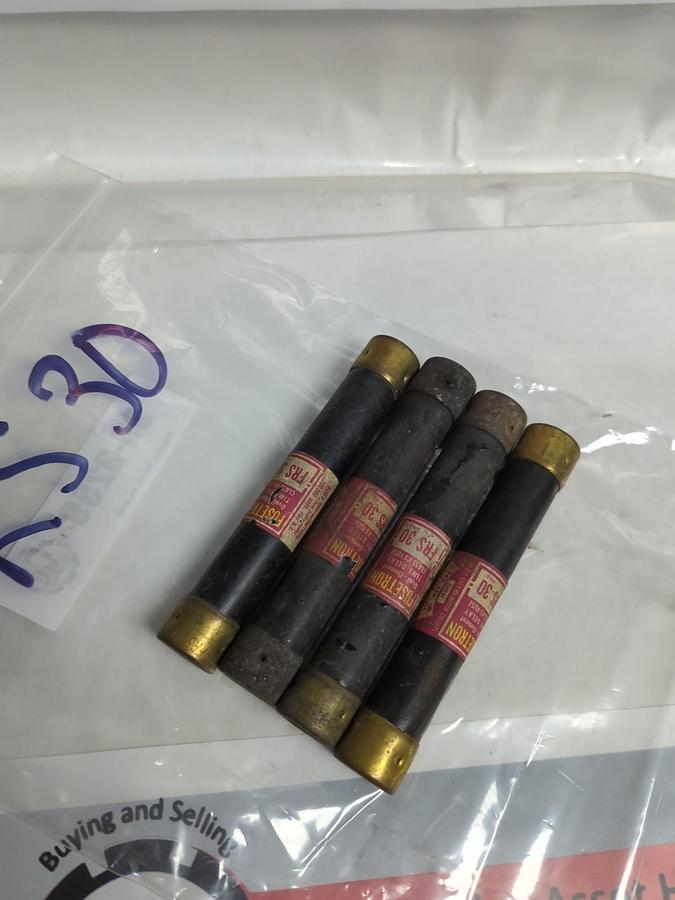 Used COOPER BUSSMANN,FRS-30,FUSETRON 30 AMP FUSE LOT OF 4 PRE-OWNED