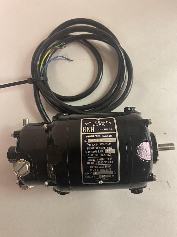 G.K. HELLER,44494-1,1/40HP VARIABLE SPEED REVERSIBLE DC MOTOR 42RPM 115VDC