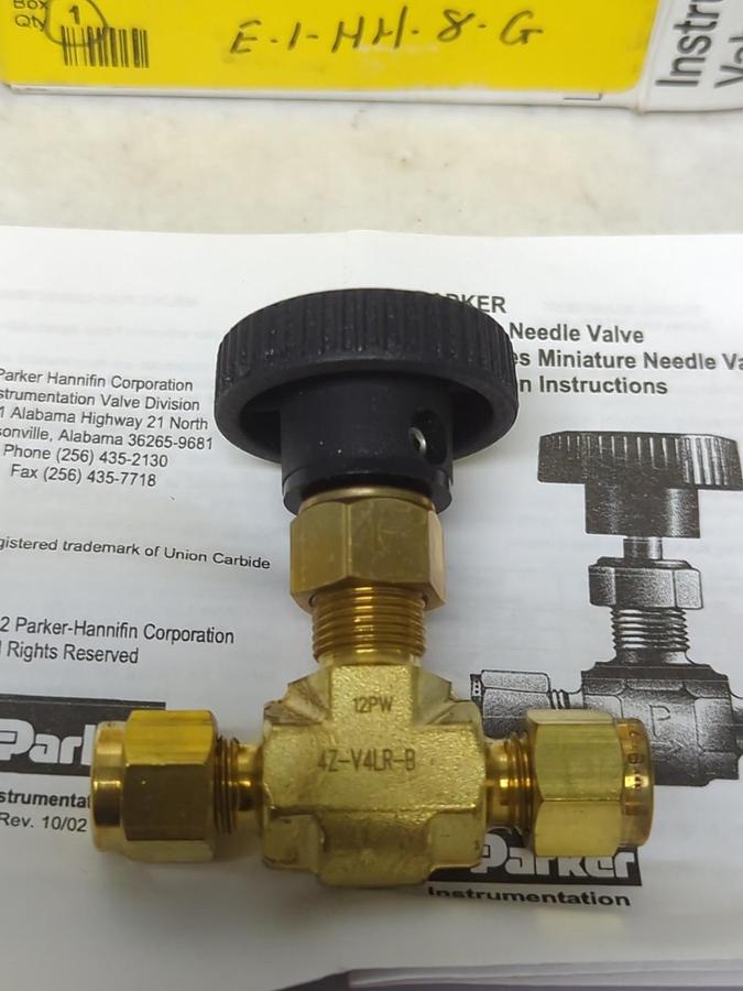 PARKER,4Z-V4LR-B,BRASS NEEDLE VALVE NOS