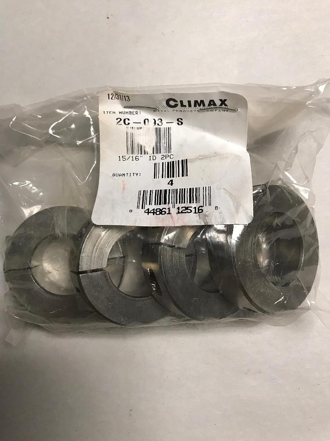 Used Climax,2C-093-S,Clamping Shaft Collar 15/16 INCH SS lot of 4