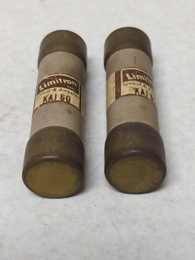 Used COOPER BUSSMANN,KAJ60,LIMITRON 60 AMP FUSE LOT OF 2 PRE-OWNED