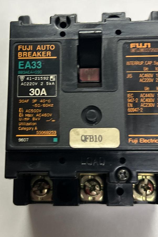 Used FUJI ELECTRIC,BB3AEA-030,CIRCUIT BREAKER 30A 500V 3P