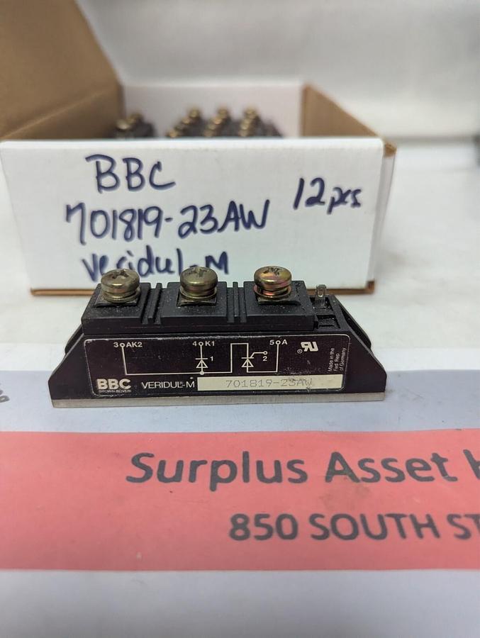 Used BBC,701819-23AW,VERIDUL-M RECTIFIER LOT OF 12 PRE-OWNED