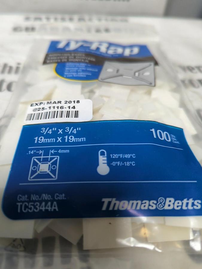 Used THOMAS&BETTS,TC5344A NYLON ,FOUR WAY CABLE MOUNT BASE SREW SIZE#8 100 PC. BAG