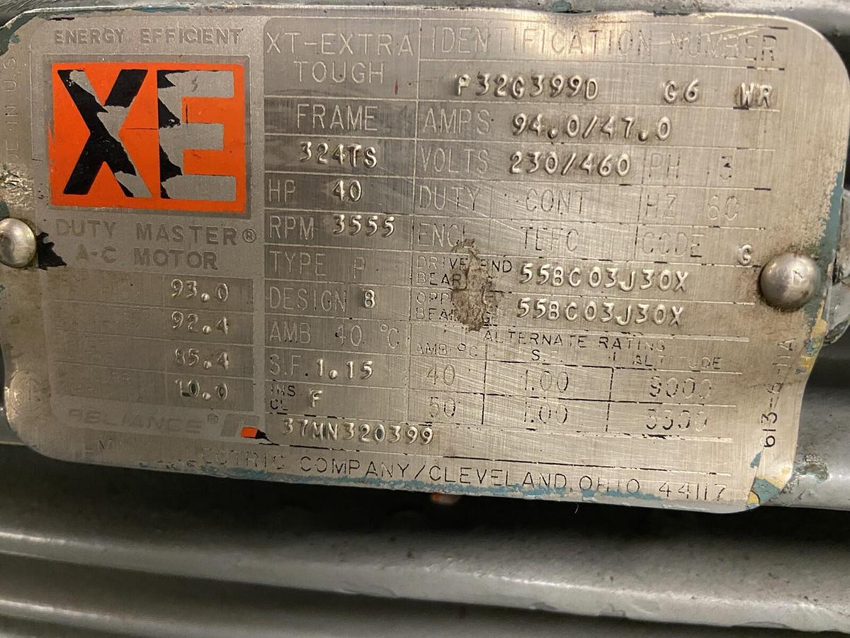 Used Reliance,XE P32G3990 XT,Motor 40HP 230/460V 3555RPM Frame 324TS
