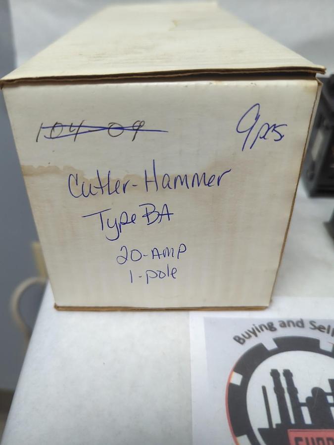 Used CUTLER-HAMMER,TYPE BA,CIRCUIT BREAKER 20 AMP 1-POLE LOT OF 9 PRE-OWNED