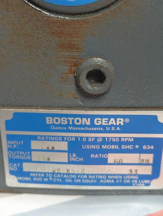 Used BOSTON GEAR,E724-60-85-G,GEAR BOX PRE-OWNED