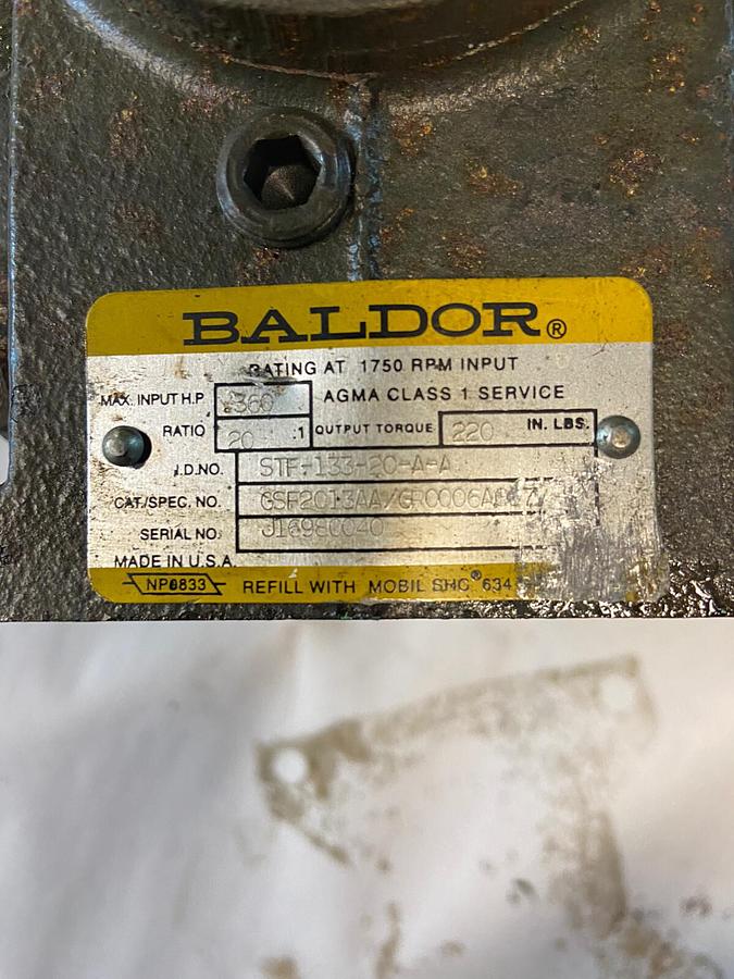 BALDOR,GSF2013AA/GR0006A067 STF200-25A-A,Gear Reducer Ratio 20:1