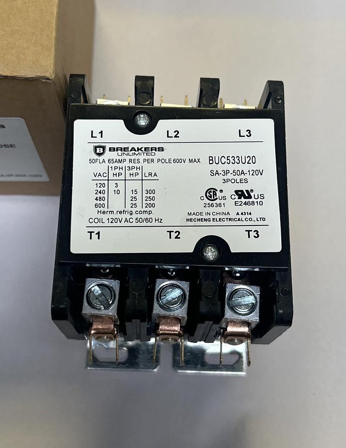 BREAKERS UNLIMITED,BUC533U20,DEFINITE PURPOSE CONTACTOR NOS