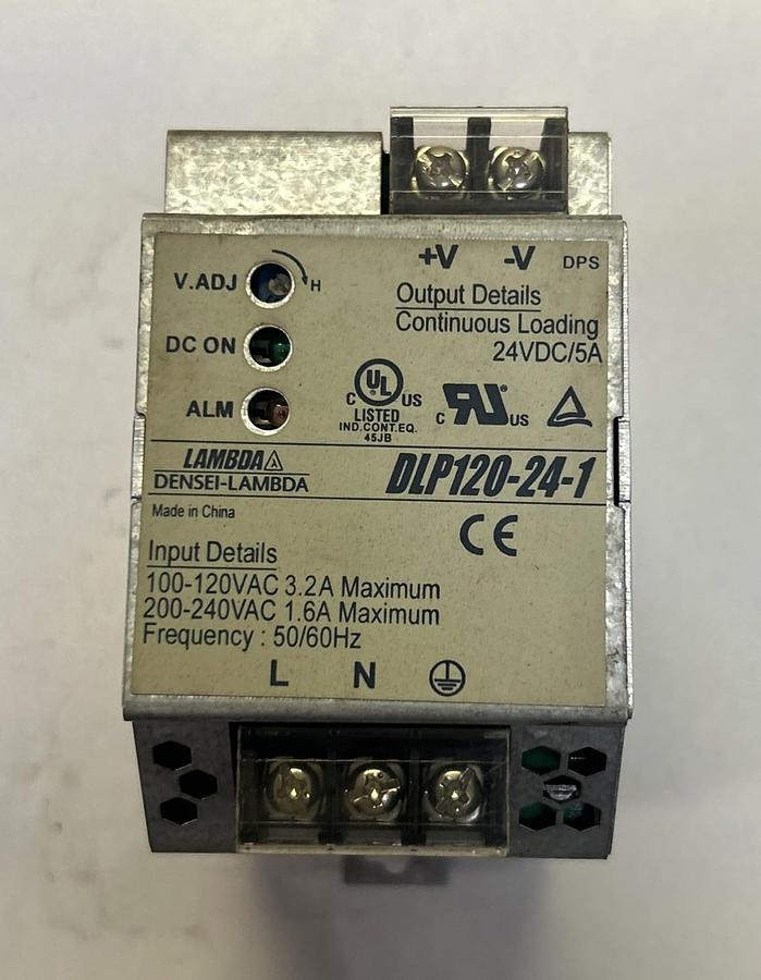 Used TDK LAMBDA,DLP120-24-1,POWER SUPPLY 24VDC 5A