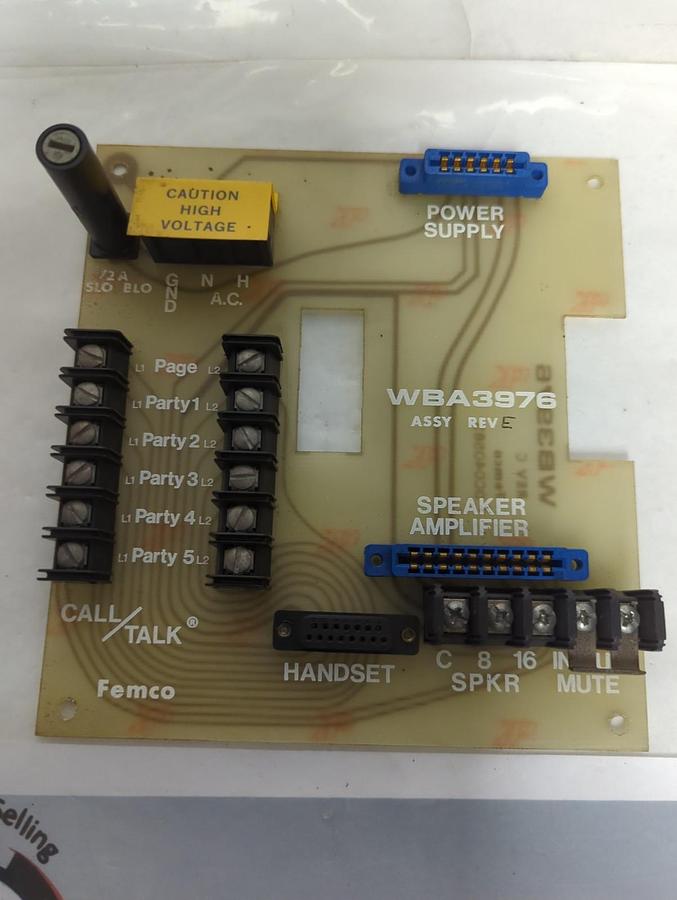 Used FEMCO,WBA3976,CIRCUIT BOARD REV E PRE-OWNED