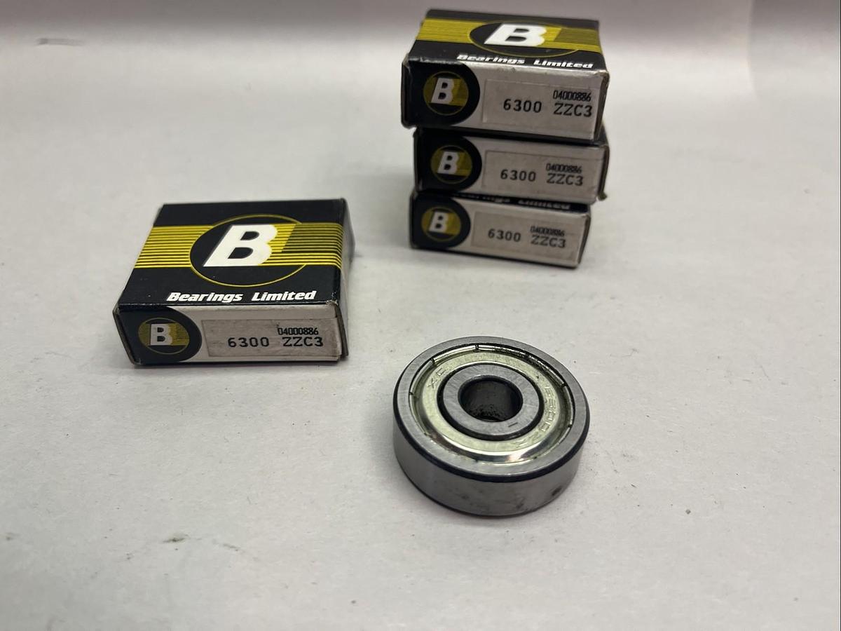 BEARINGS LIMITED,6300-ZZC3,BALL BEARING 10MMX35MMX11MM LOT OF 4