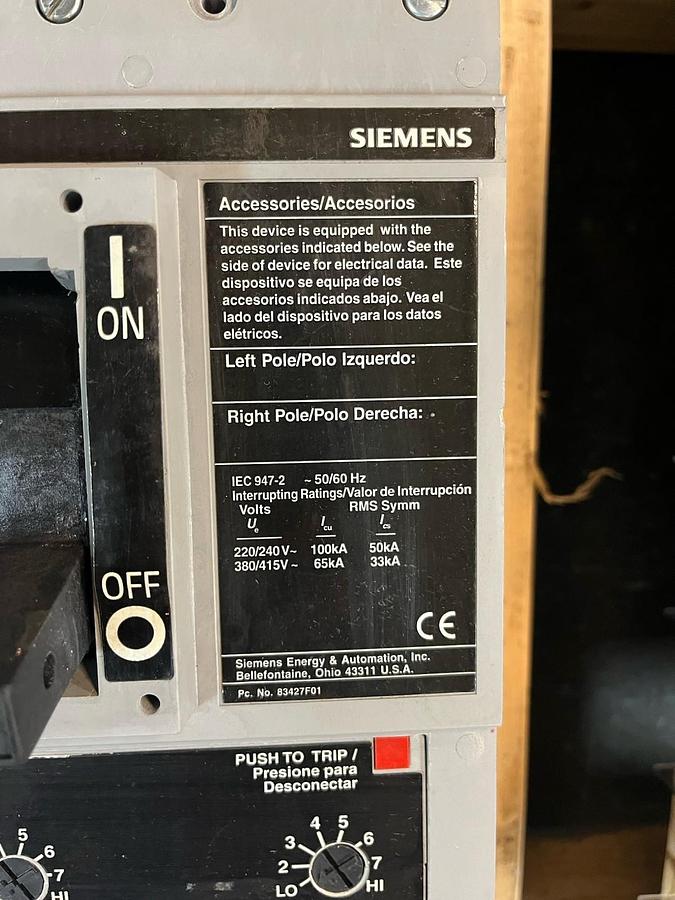 Used SIEMENS,HNXD63B120,CIRCUIT BREAKER 1200 AMP 600V 3P TYPE HNXD6