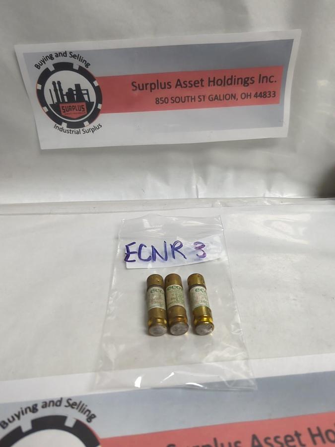 Used ECON,ECNR-3,TIME-DELAY 3 AMP FUSE LOT OF 3 PRE-OWNED